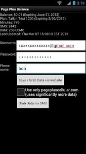 Screenshot of Page Plus Balance