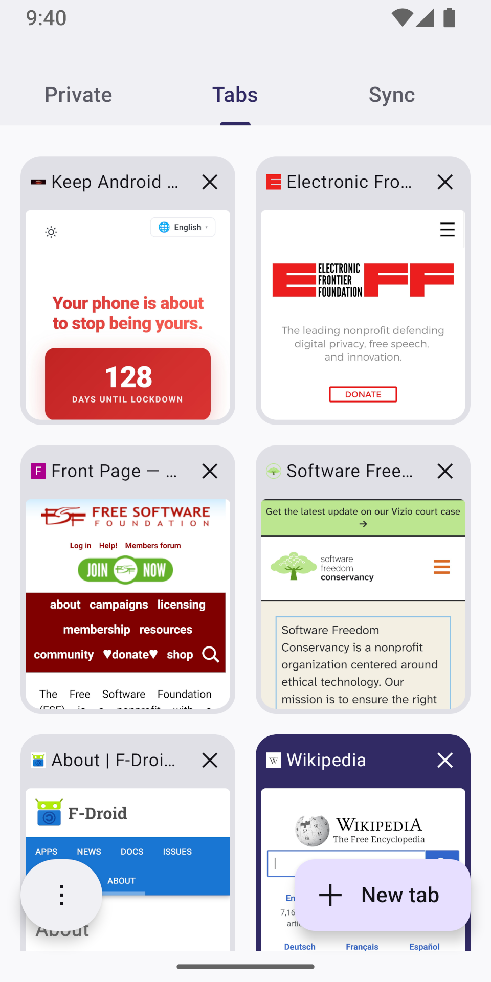 Screenshot of Fennec F-Droid