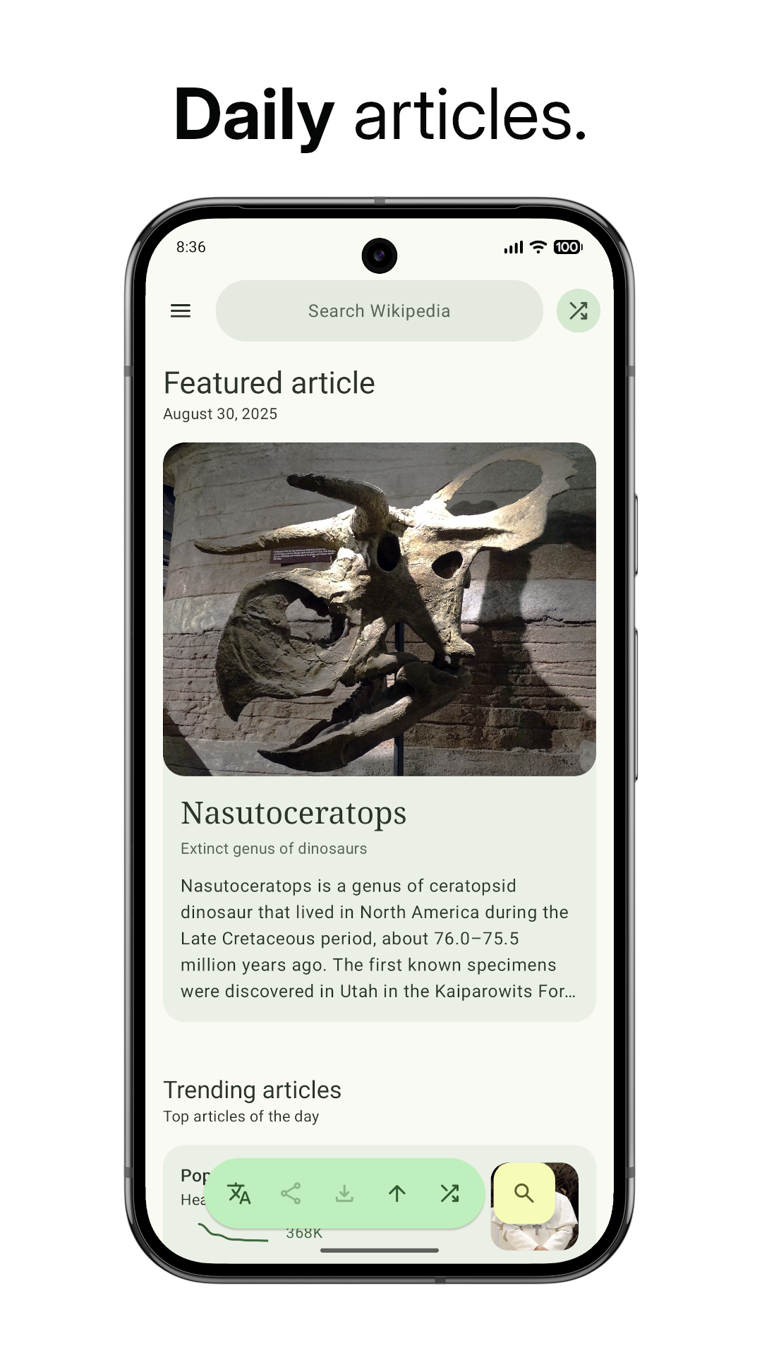 Screenshot of WikiReader