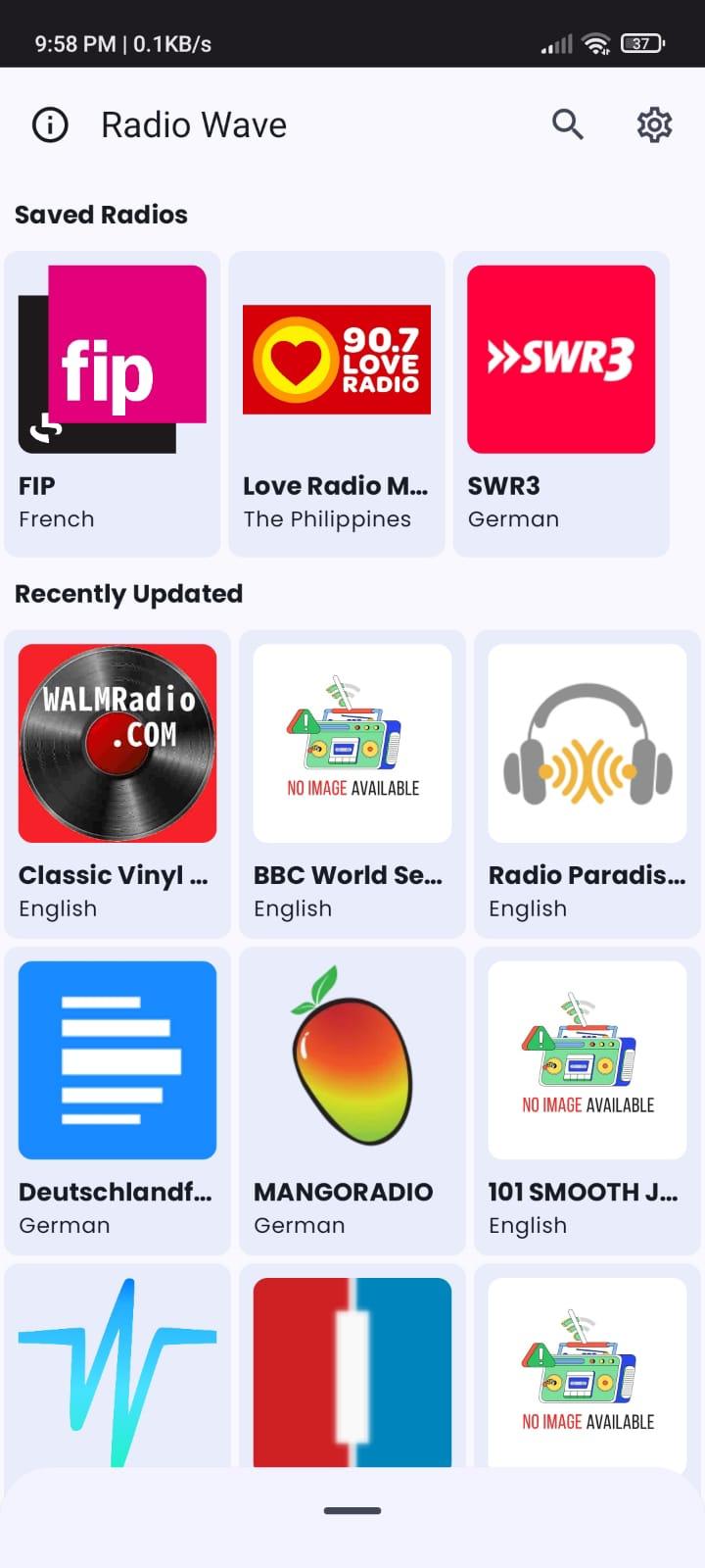 Screenshot of RadioWave