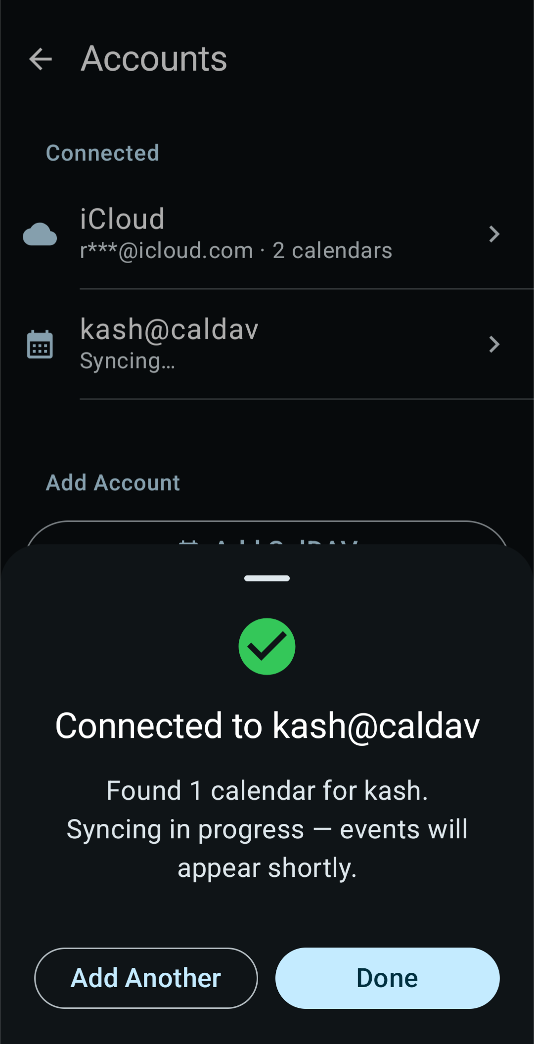 Screenshot of KashCal