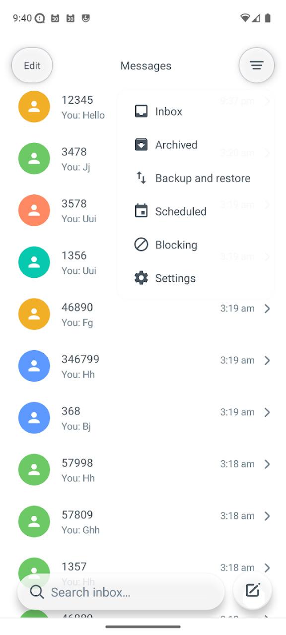 Screenshot of Messages