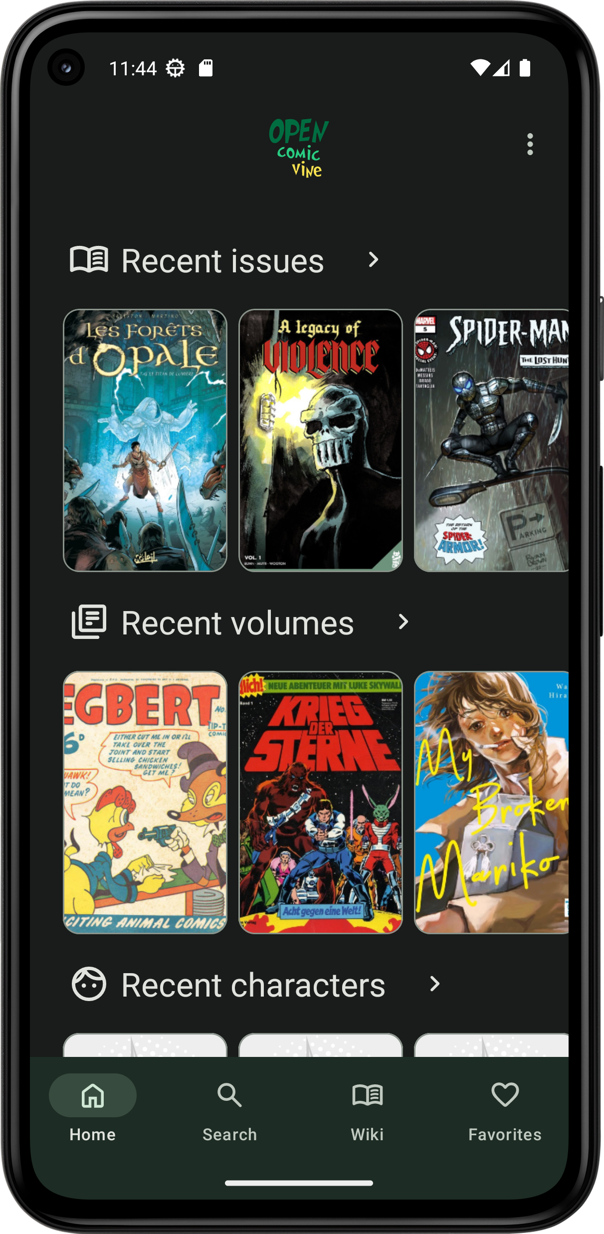 Screenshot of OpenComicVine