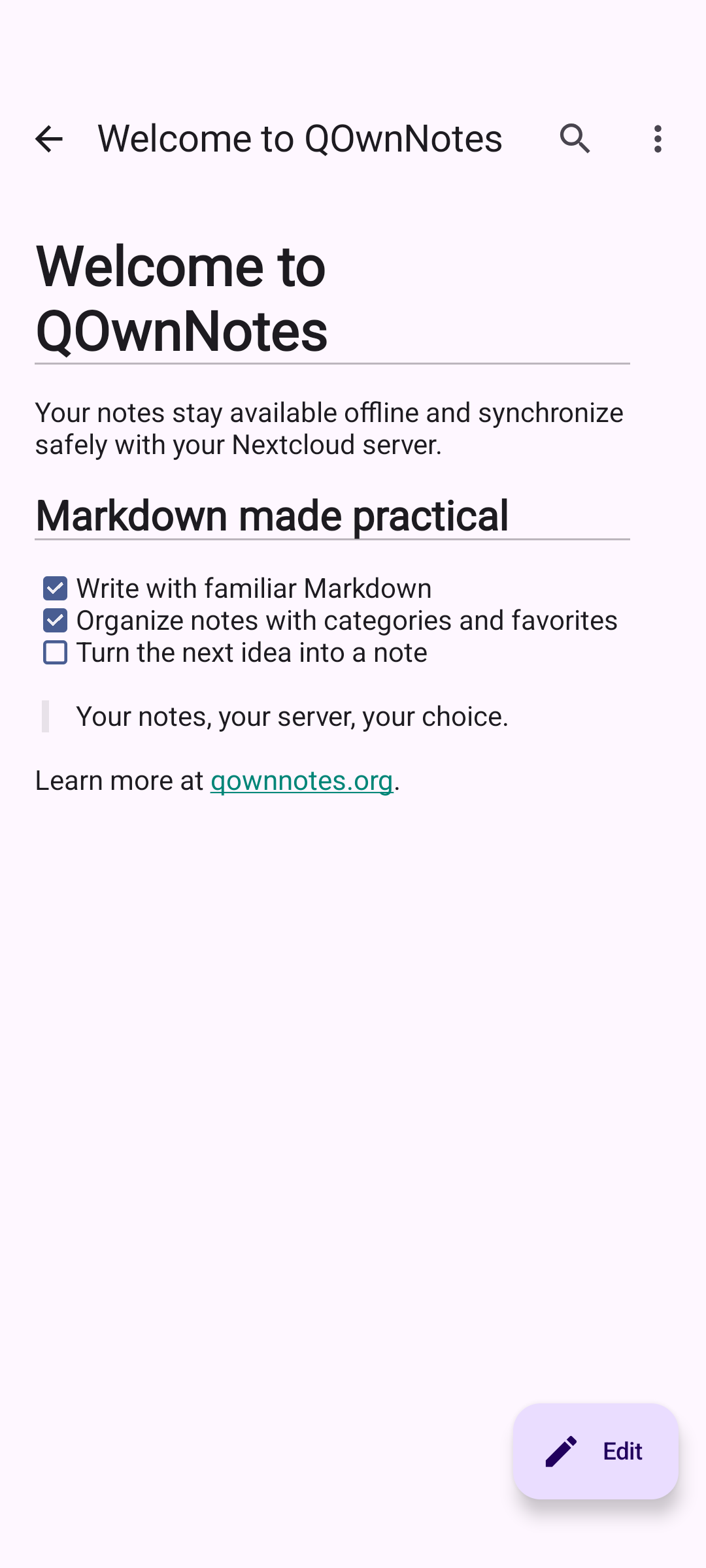 Screenshot of QOwnNotes