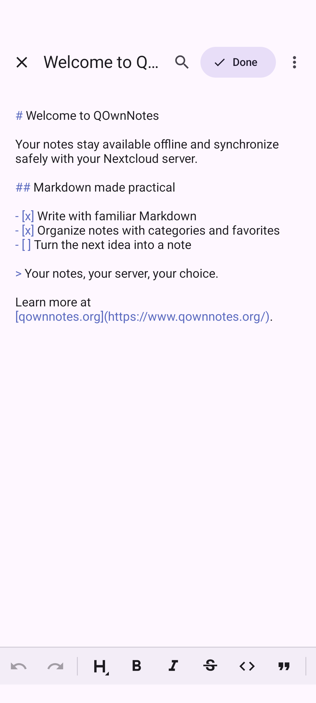 Screenshot of QOwnNotes