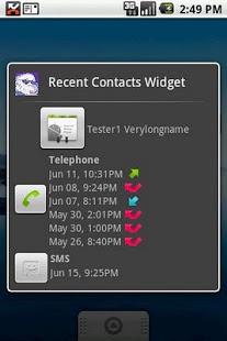 Screenshot of Recent Contacts Widget