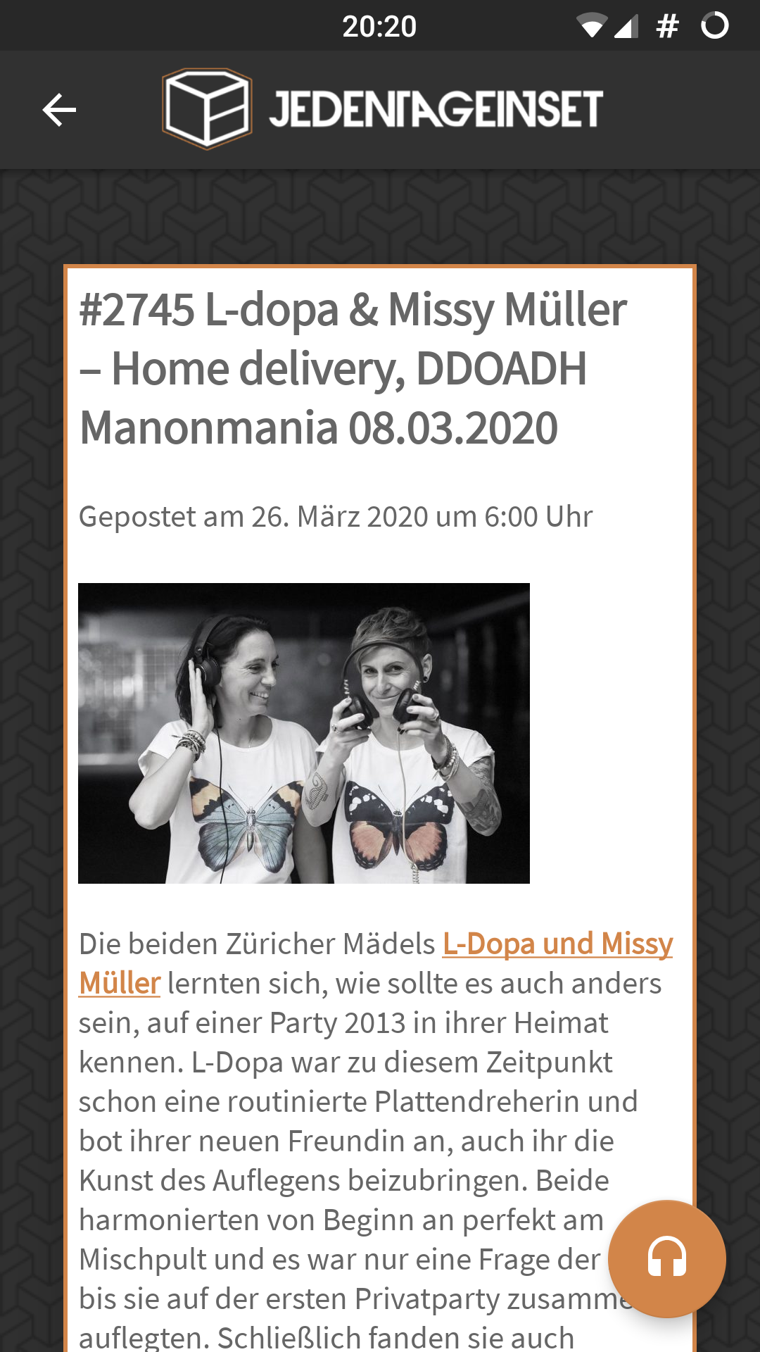 Screenshot of Jeden Tag ein Set