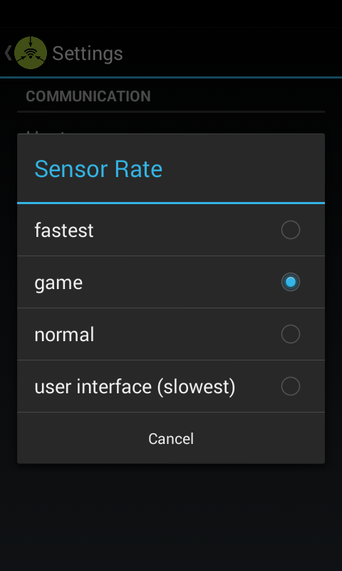Screenshot of Sensors2OSC