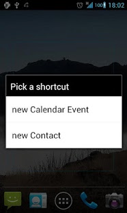 Screenshot of Shortcuts for Calendar/Contacts