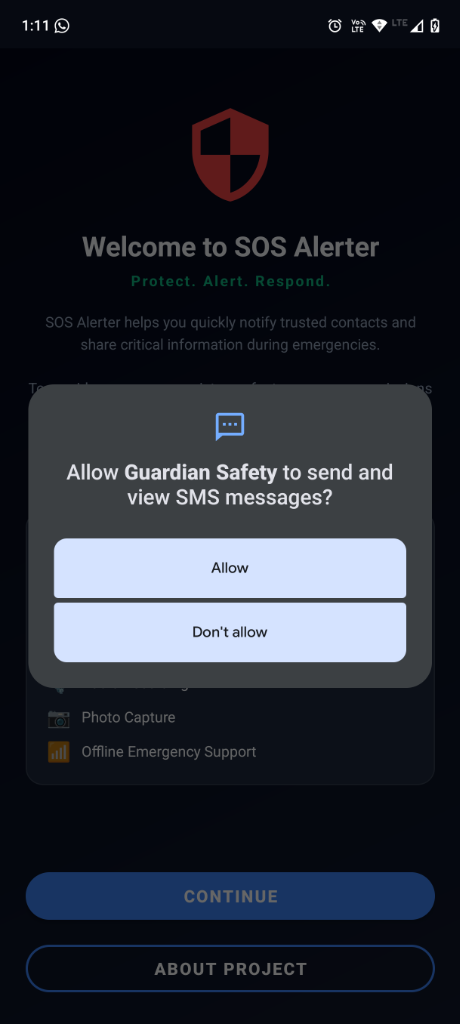 Screenshot of SOS Alerter
