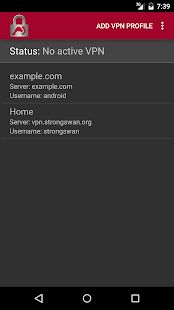 Screenshot of strongSwan VPN Client