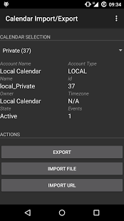Screenshot of Calendar Import-Export
