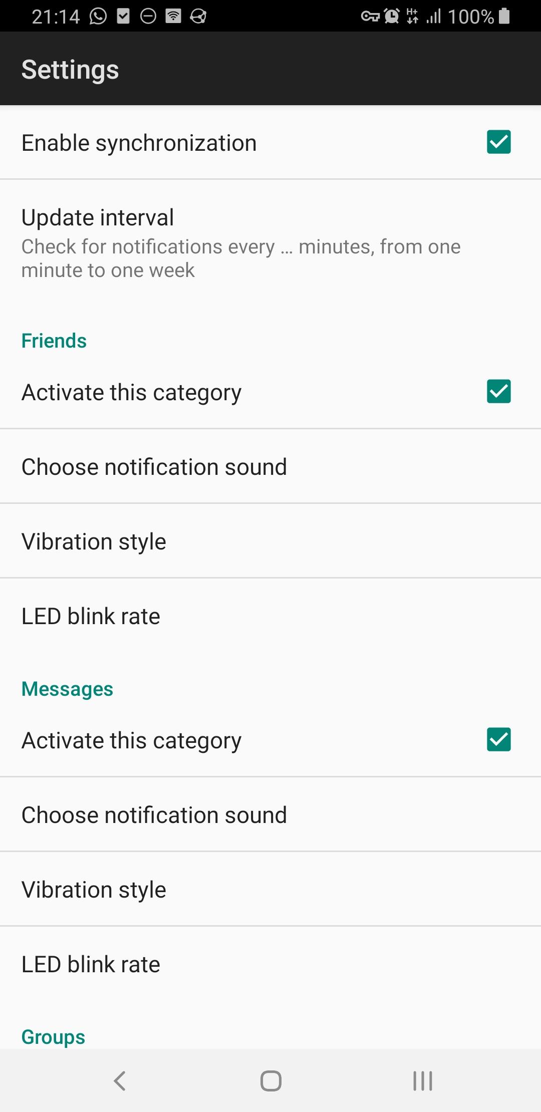 Screenshot of Notifications for Facebook