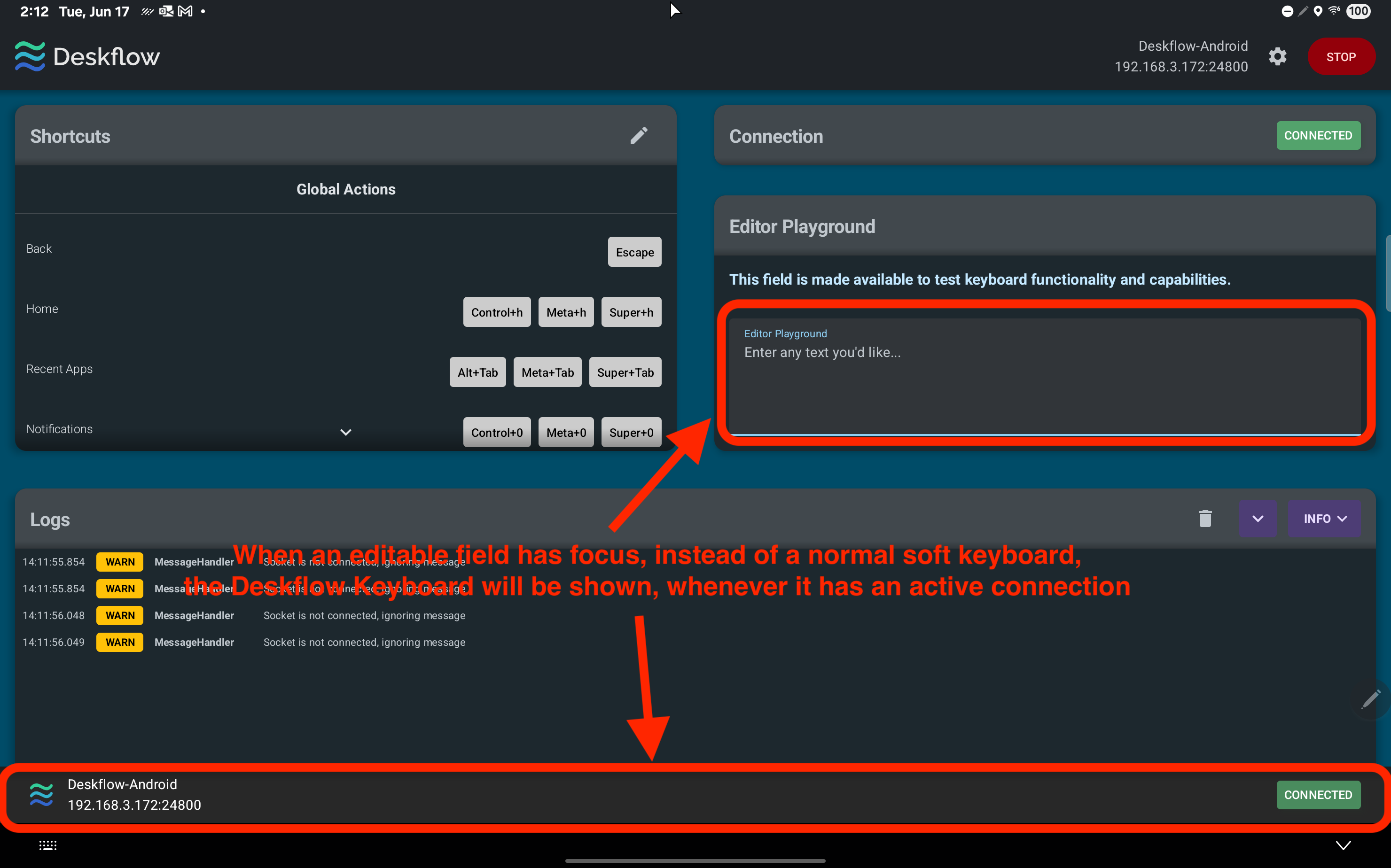 Screenshot of Deskflow Android