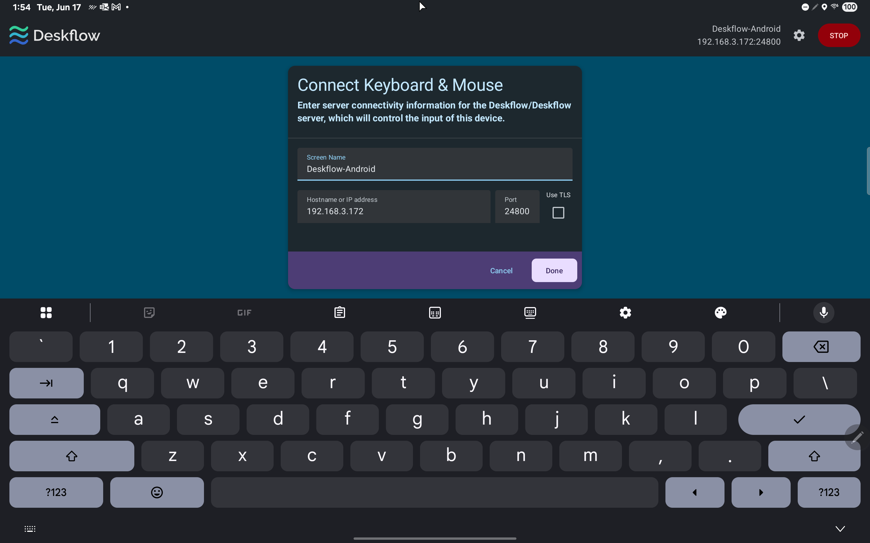Screenshot of Deskflow Android