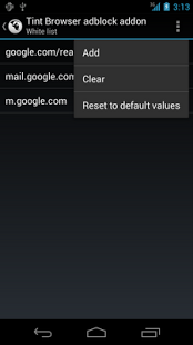Screenshot of Tint Browser Adblock Addon