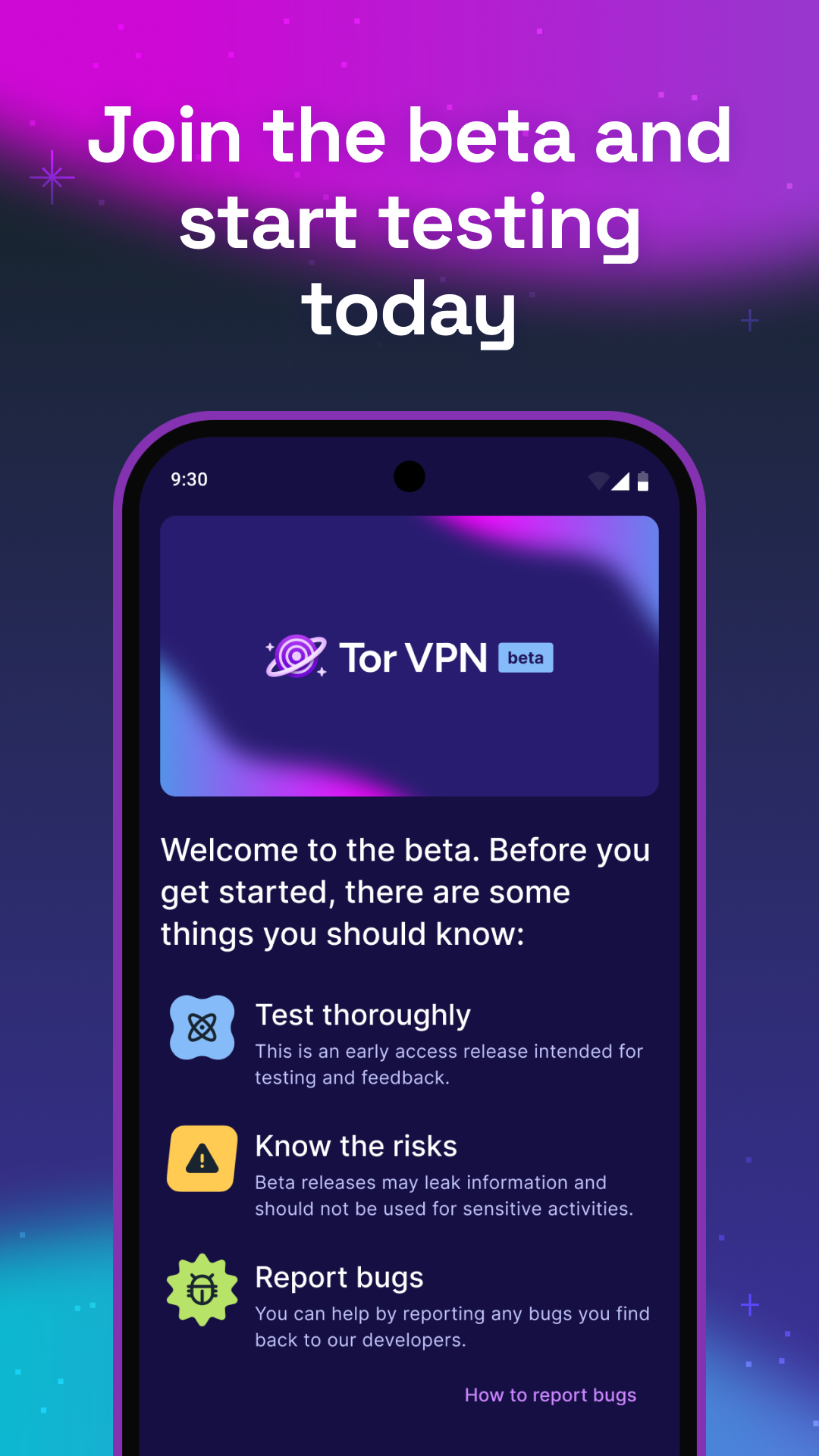 Screenshot of Tor VPN Beta