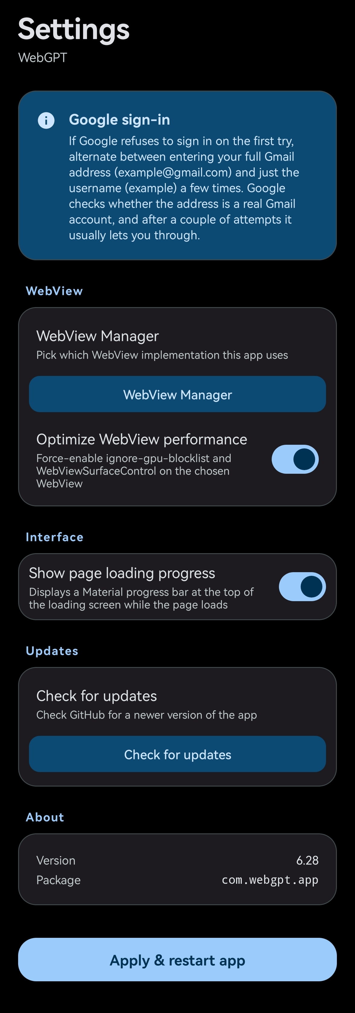 Screenshot of WebGPT