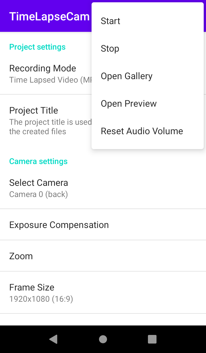 Screenshot of TimeLapseCam