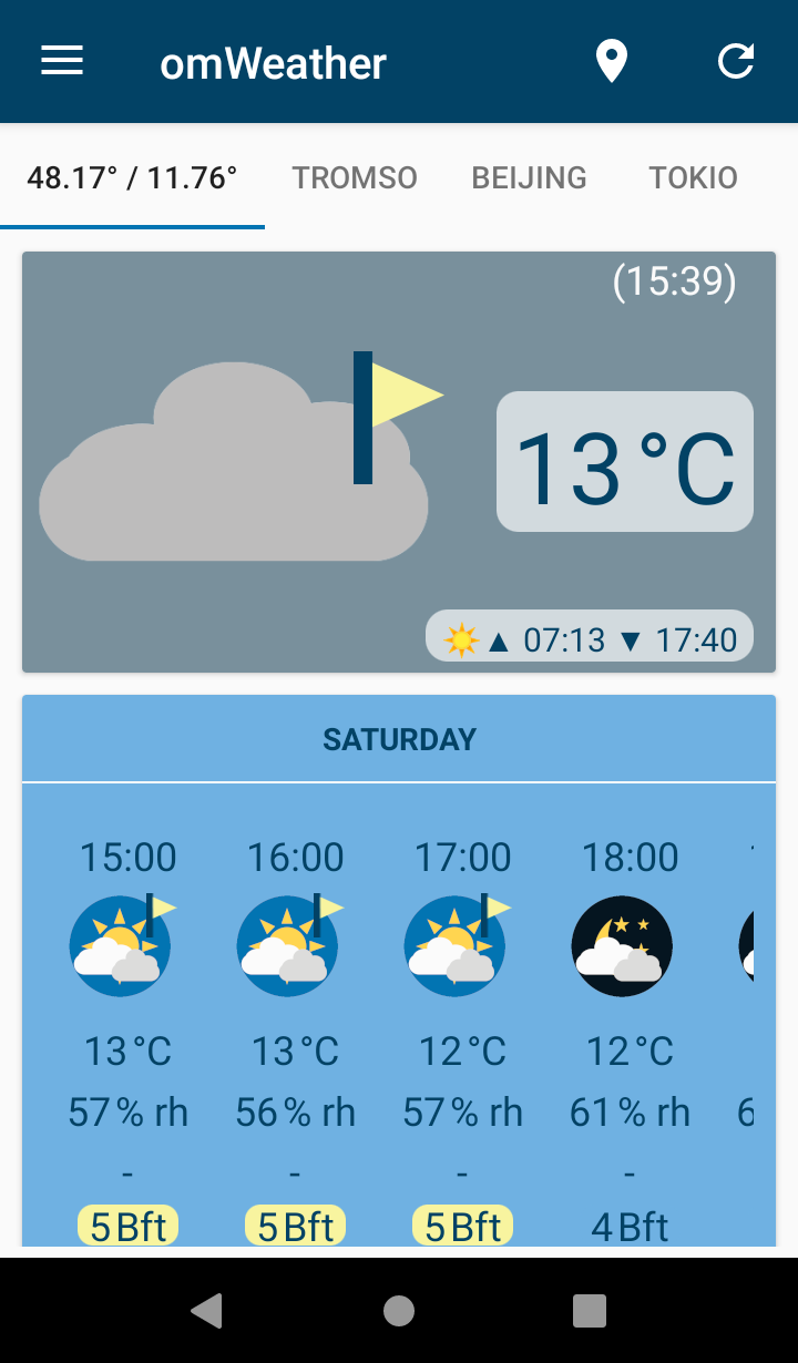 Screenshot of omWeather