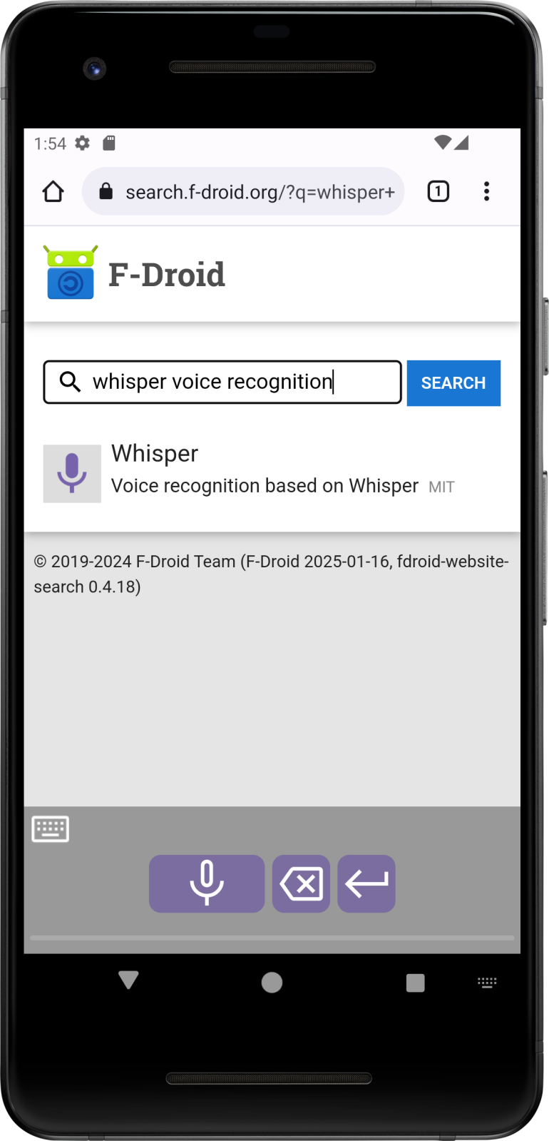Screenshot of Whisper