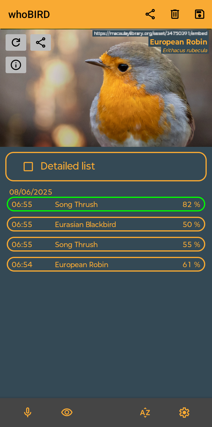 Screenshot of whoBIRD