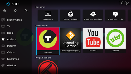 Screenshot of Kodi