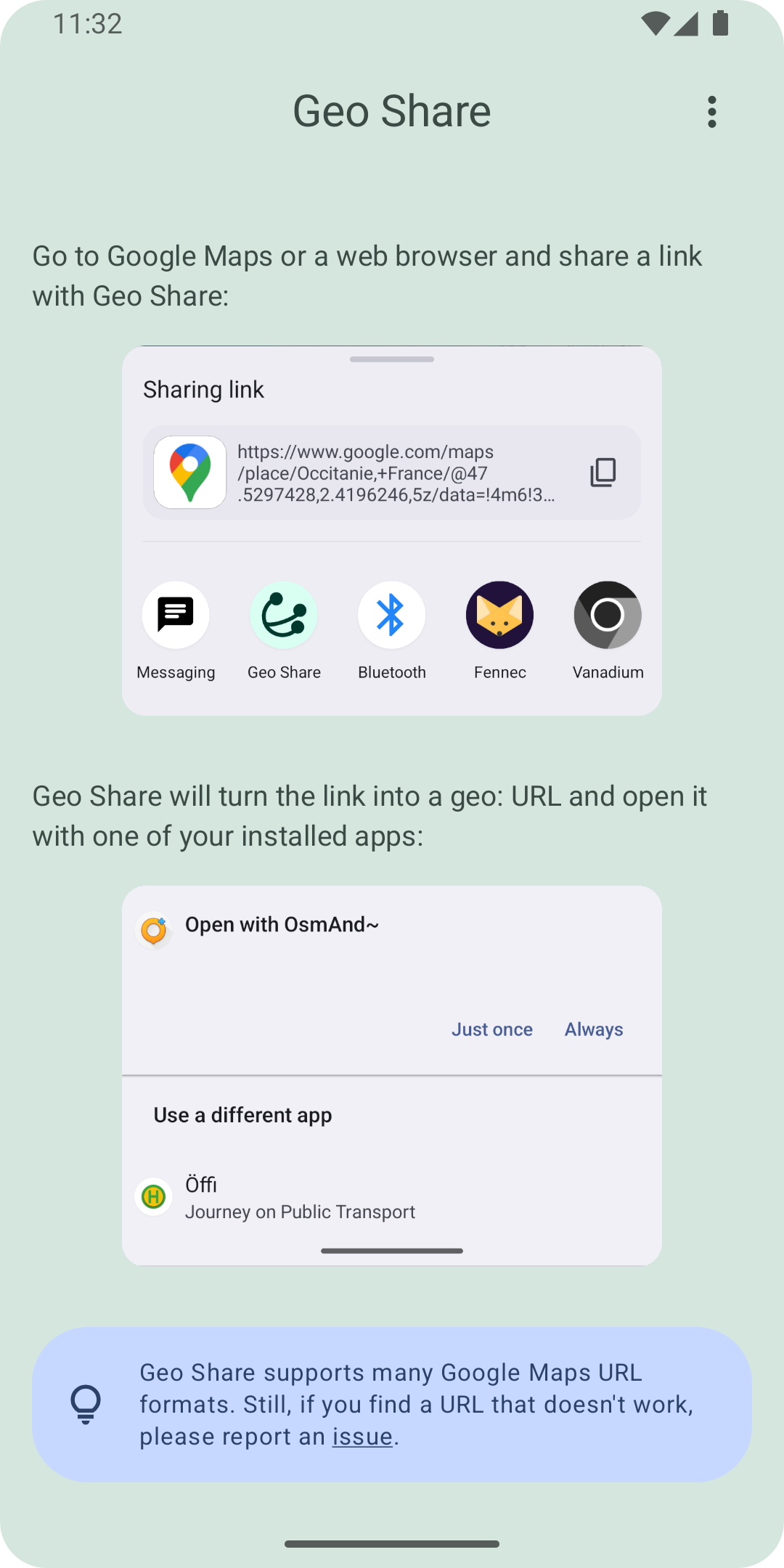 Screenshot of Geo Share