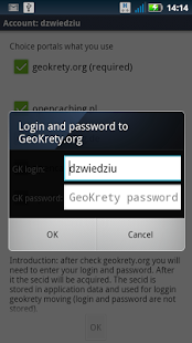 Screenshot of GeoKrety Logger