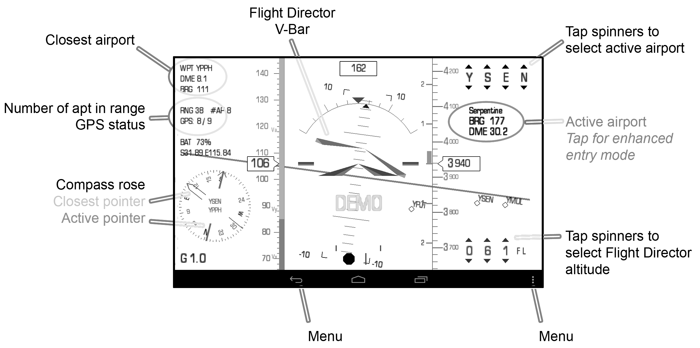 Screenshot of Kwik EFIS (E-Ink)
