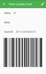 Screenshot of Loyalty Card Keychain