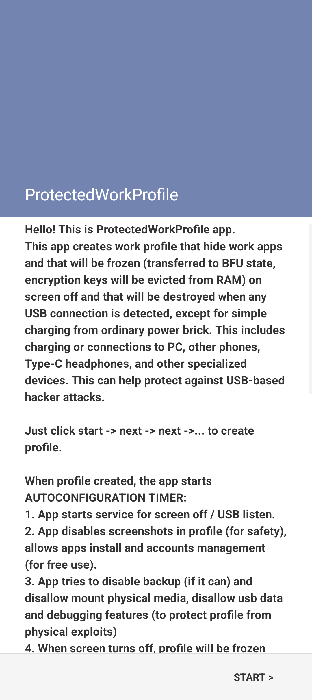 Screenshot of ProtectedWorkProfile