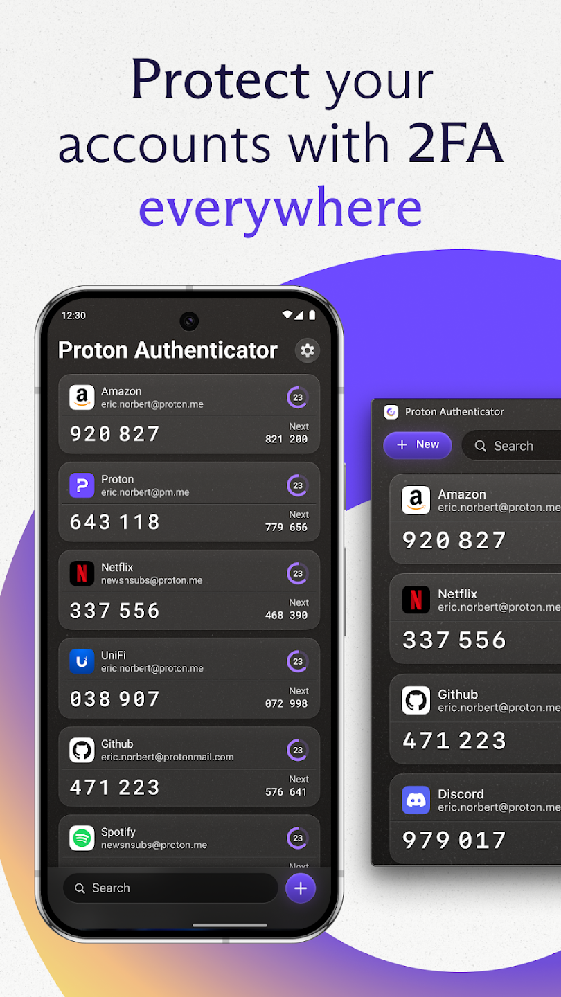 Screenshot of Proton Authenticator