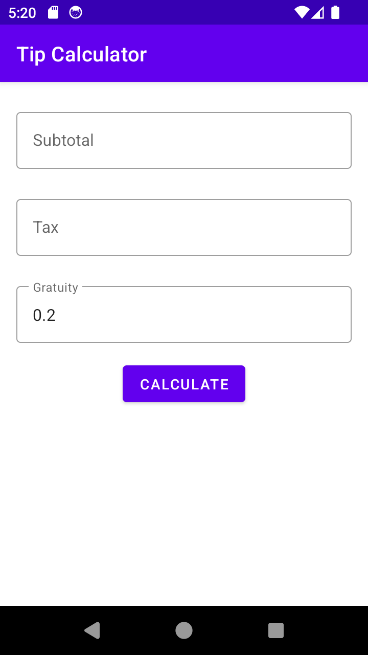 Screenshot of Tip Calculator