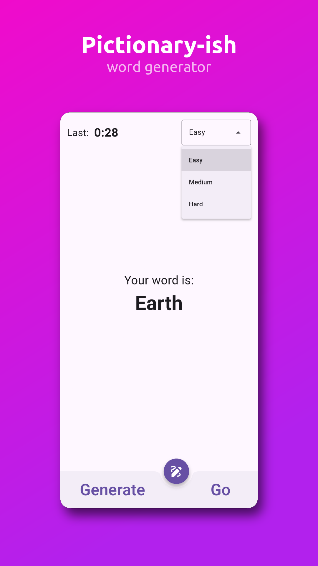 Screenshot of Pictionary Generator