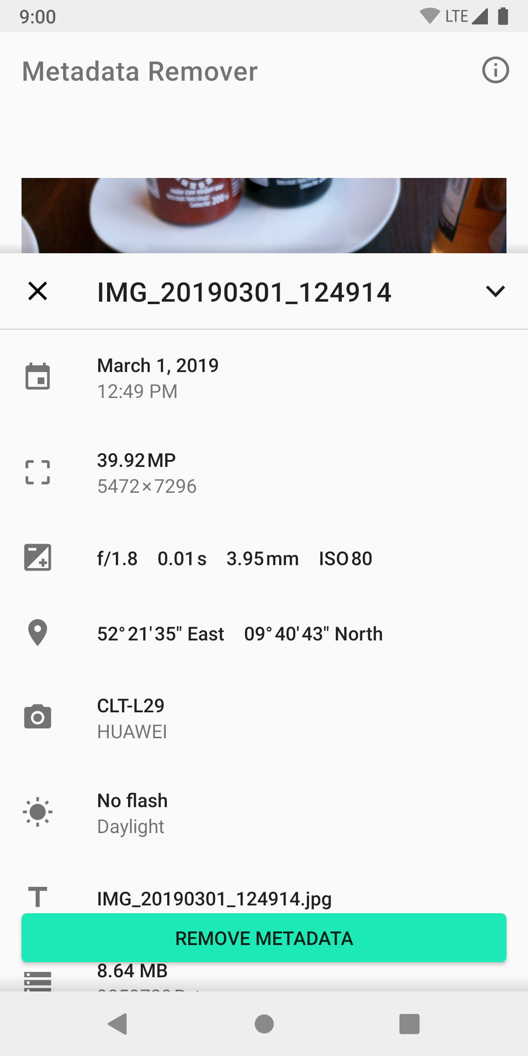 Screenshot of Metadata Remover