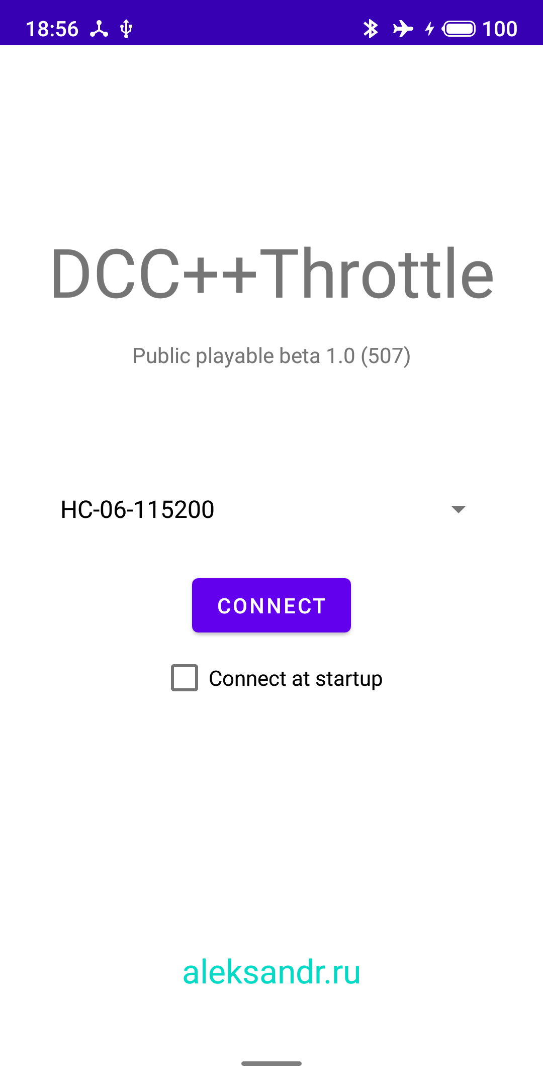 Screenshot of DCC++Throttle