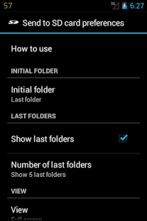 Screenshot of Send to SD card