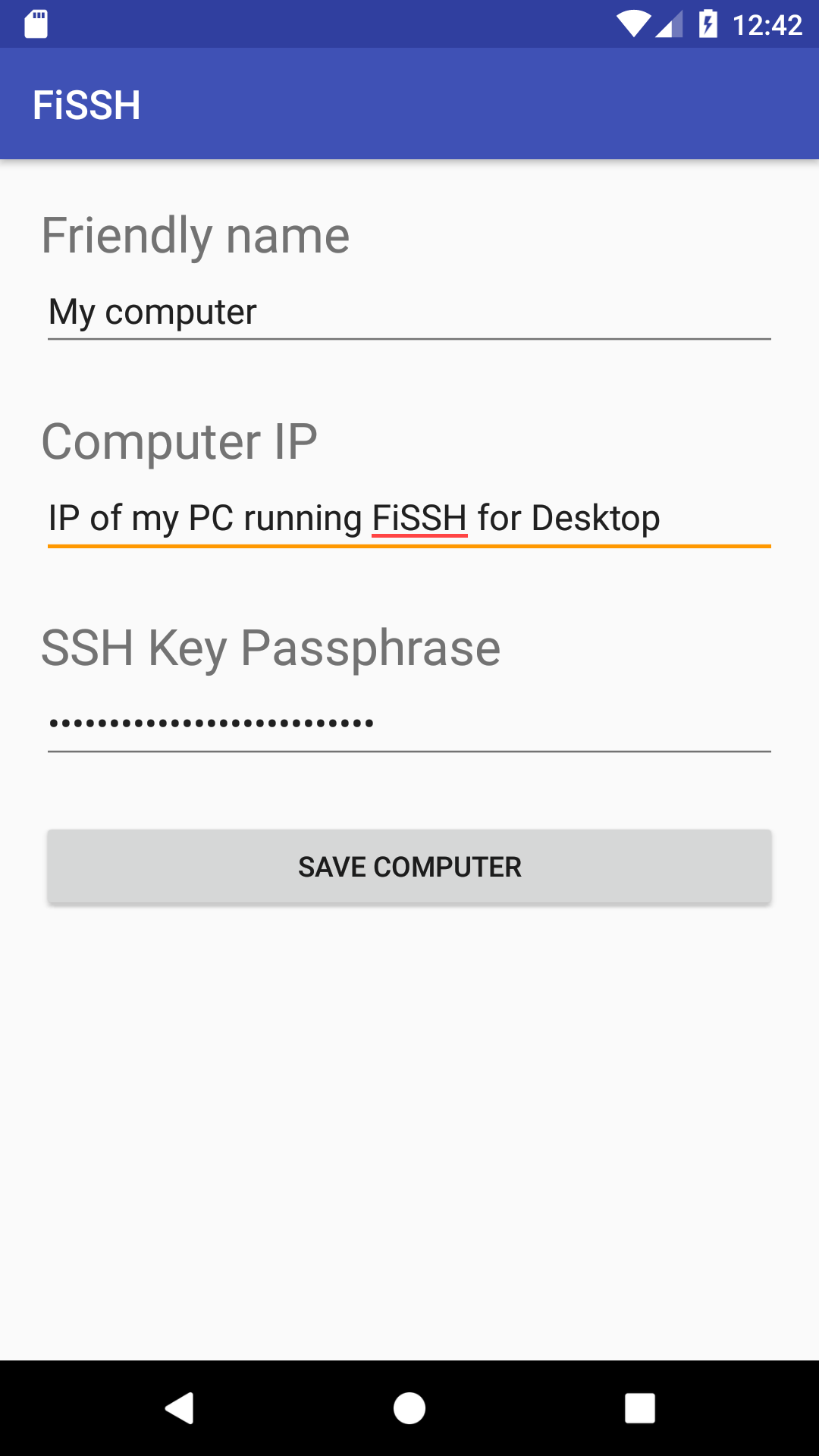 Screenshot of FiSSH