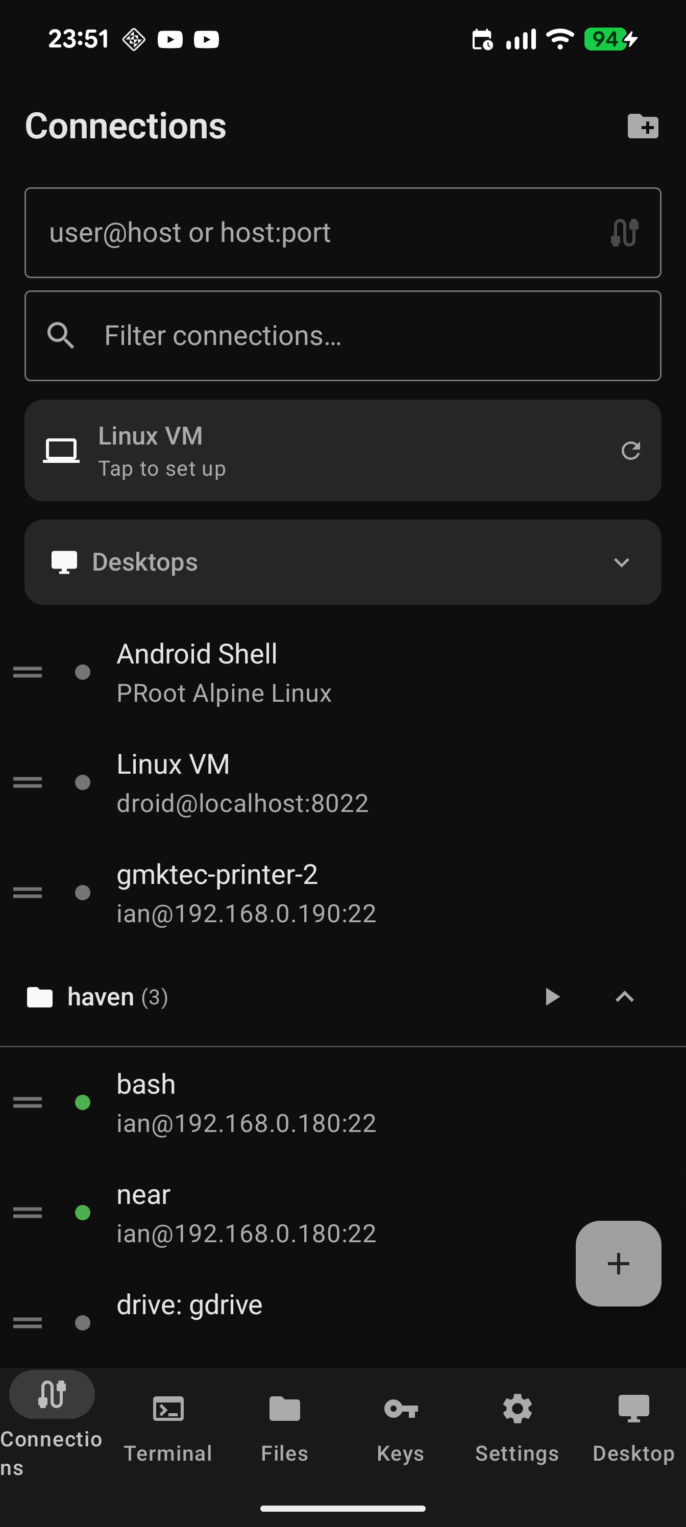 Screenshot of Haven SSH Client