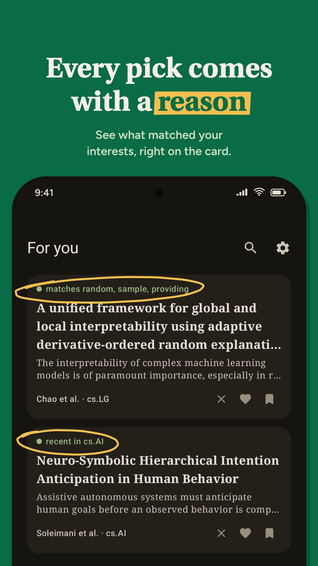 Screenshot of Aftergleam - academic papers