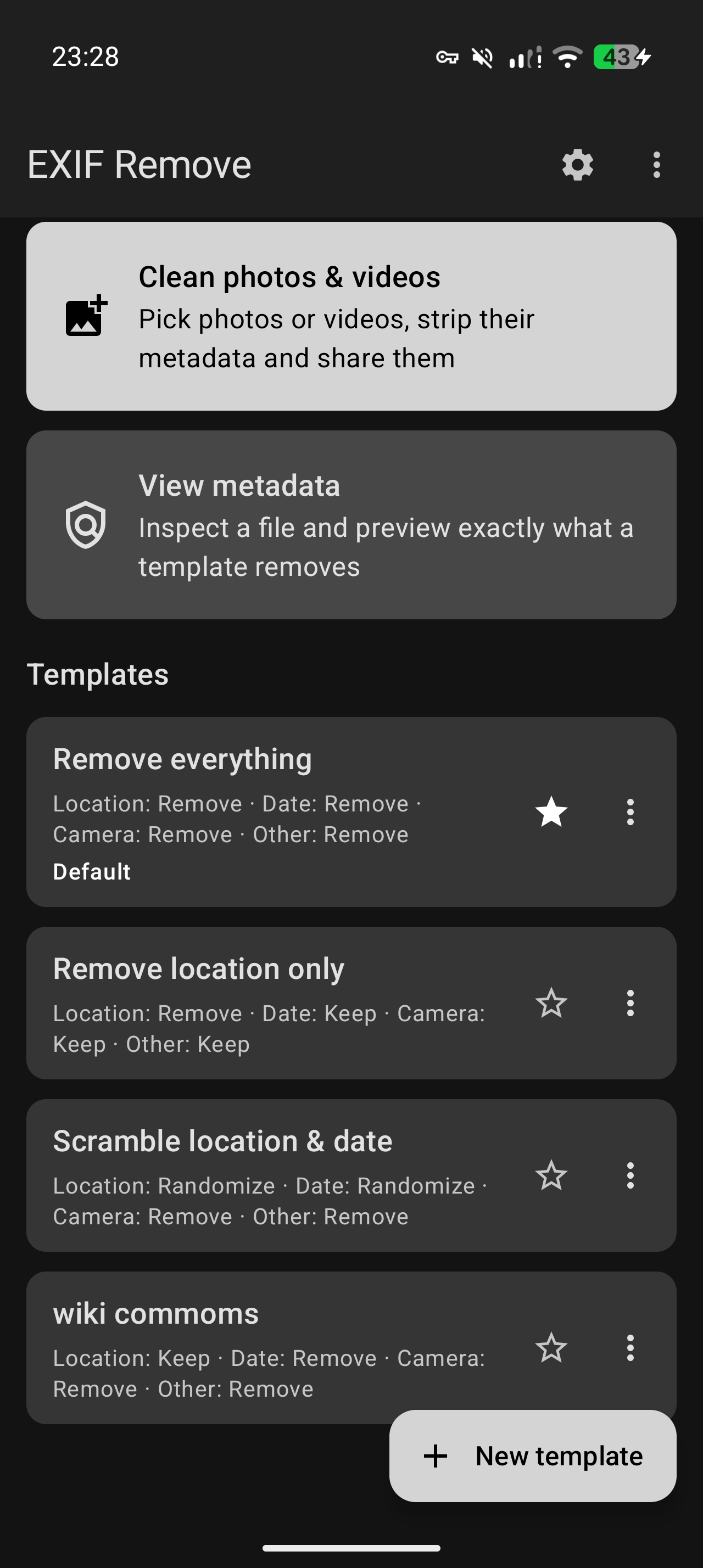 Screenshot of EXIF Remove