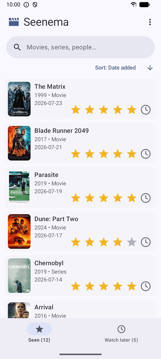 Screenshot of Seenema: Movie Tracker