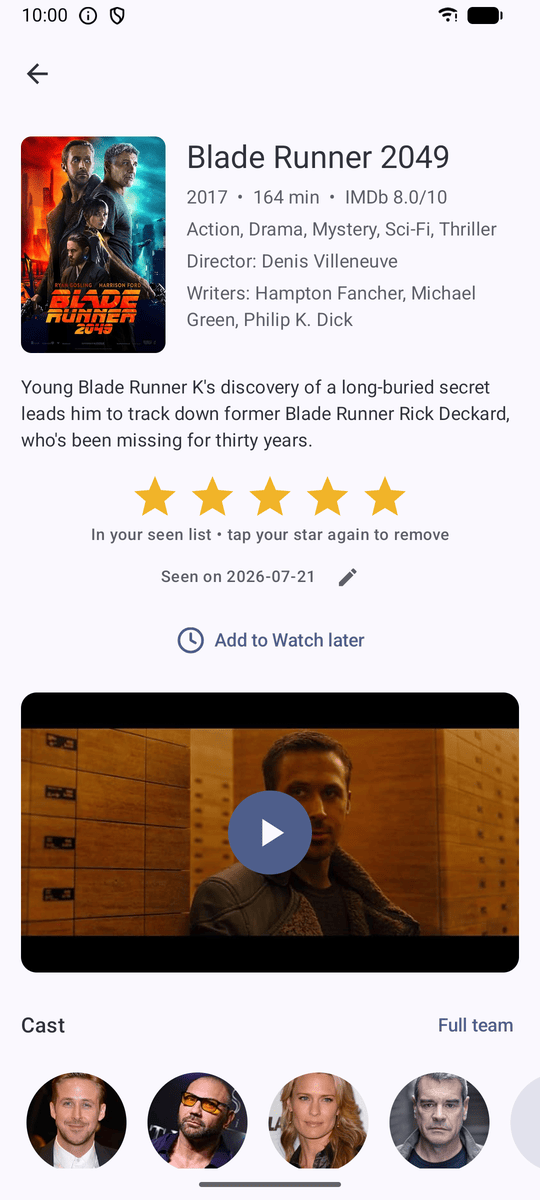 Screenshot of Seenema: Movie Tracker