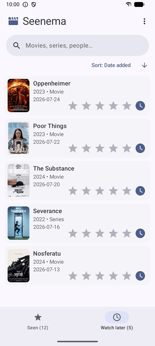 Screenshot of Seenema: Movie Tracker