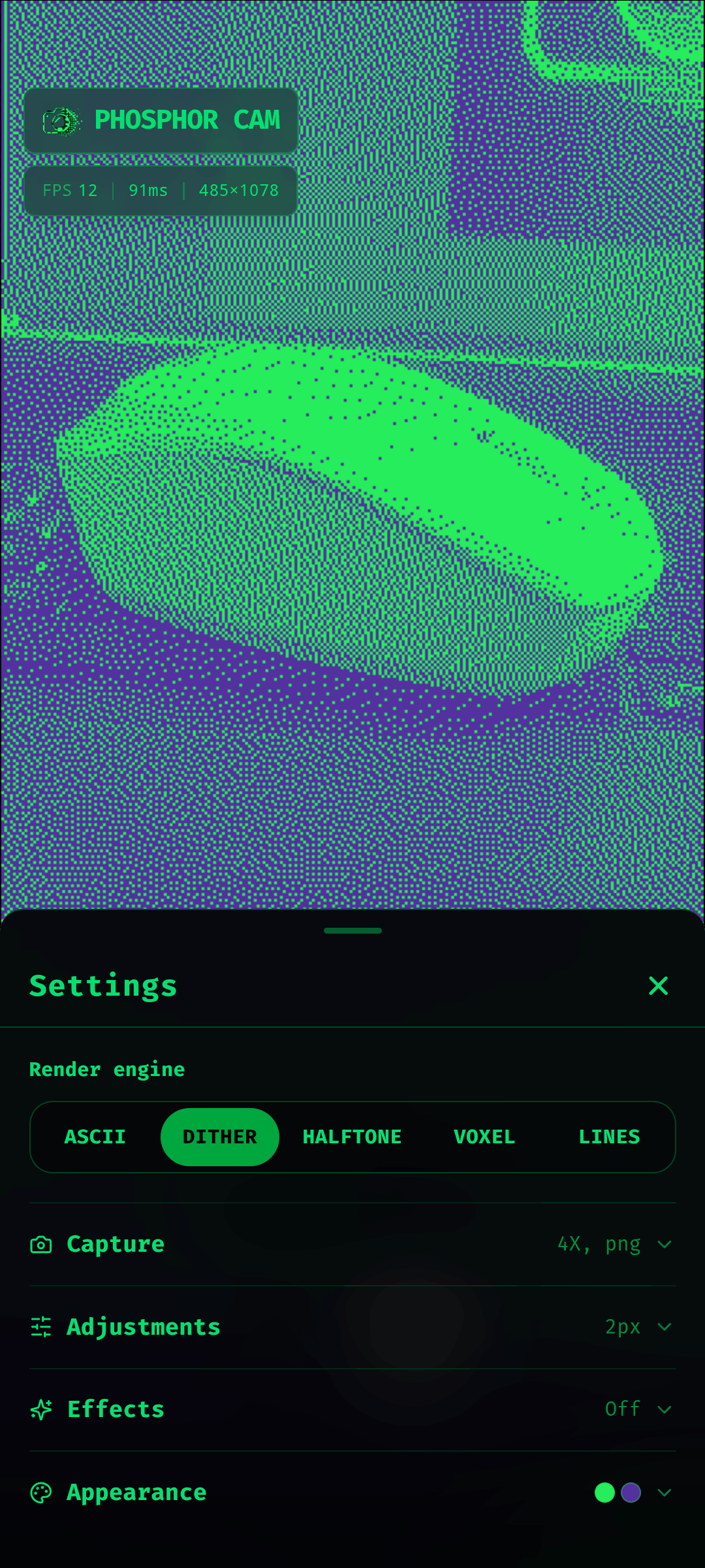 Screenshot of Phosphor Cam
