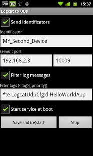 Screenshot of Logcat to UDP