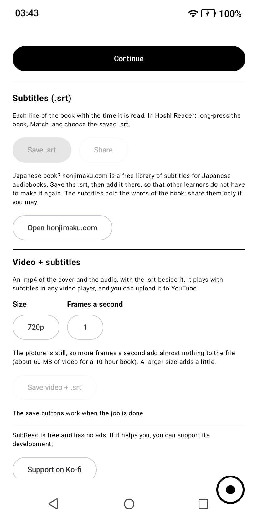 Screenshot of SubRead