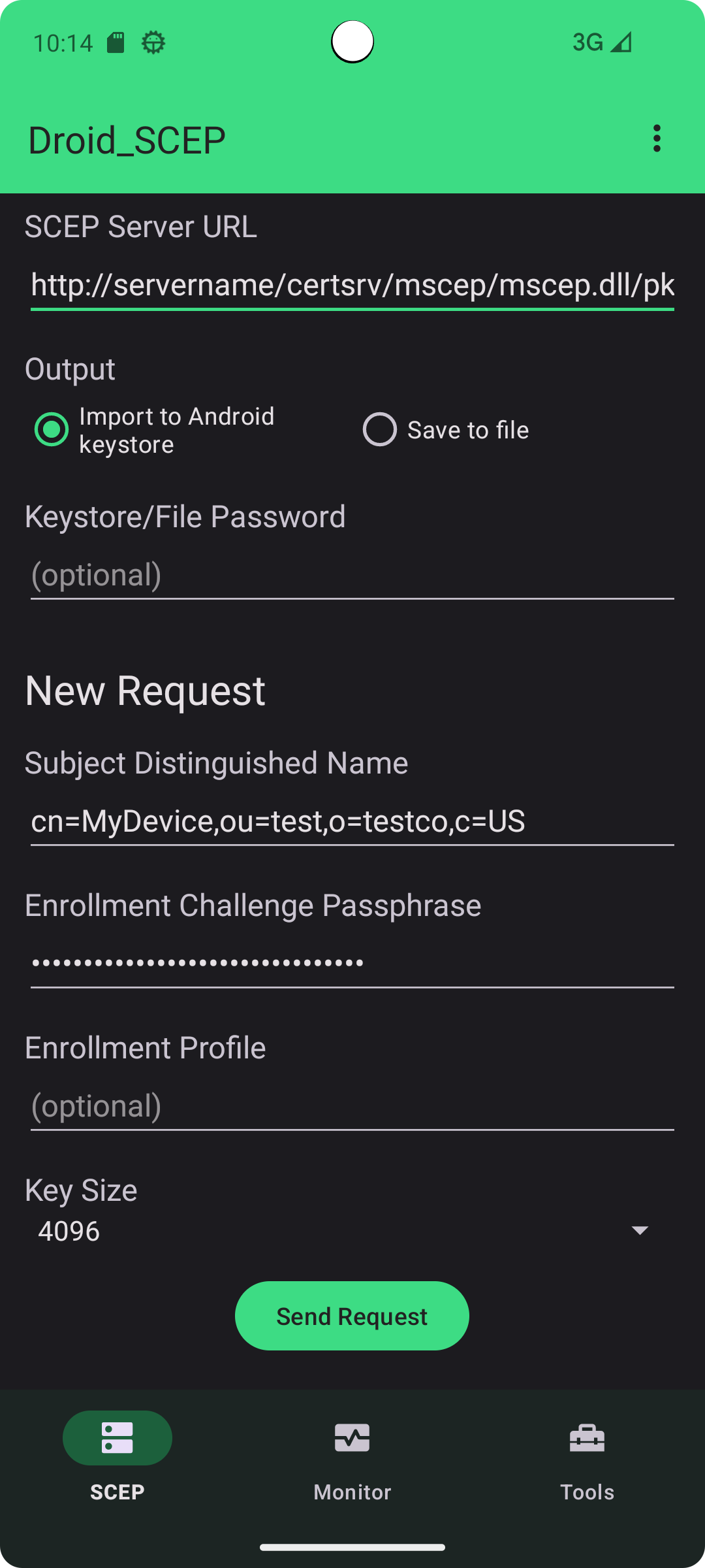 Screenshot of Droid_SCEP