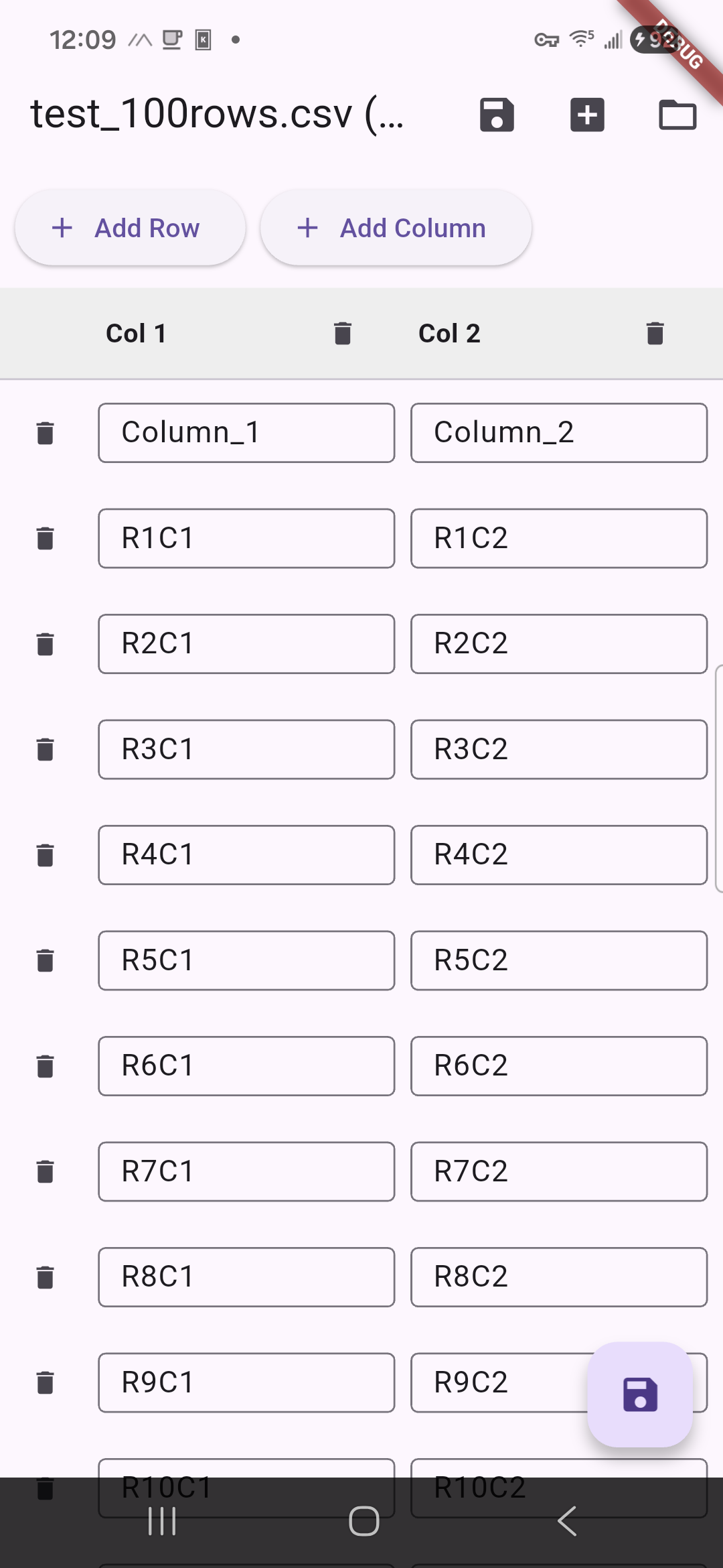 Screenshot of CSV Editor